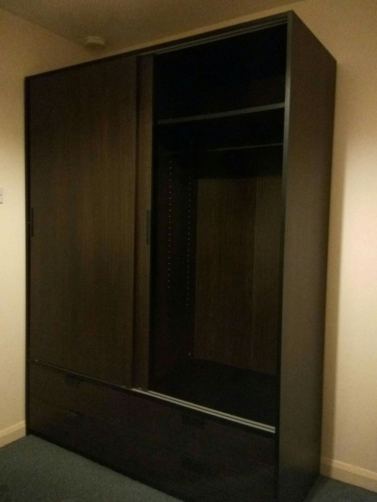 Ikea Trysil Wardrobe With Sliding Doors 4 Drawers Dark Brown In