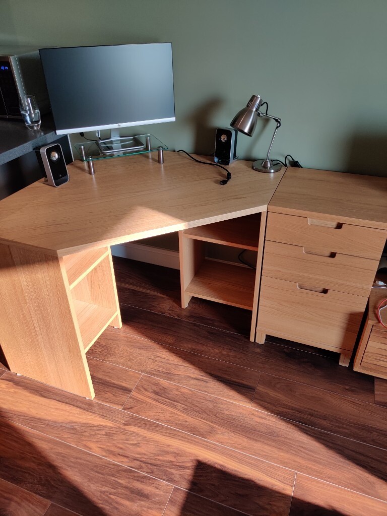 John Lewis Abacus corner desk with drawer FSC certified OAK in London