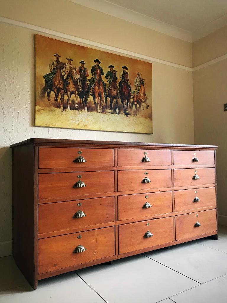 ANTIQUE HABERDASHERY SHOP COUNTER DRAWERS DRESSER SIDEBOARD