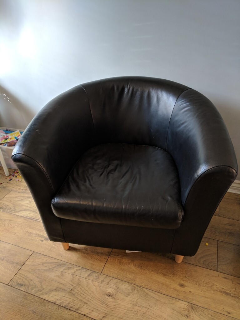 Black Leather tub chair in Radyr, Cardiff Gumtree