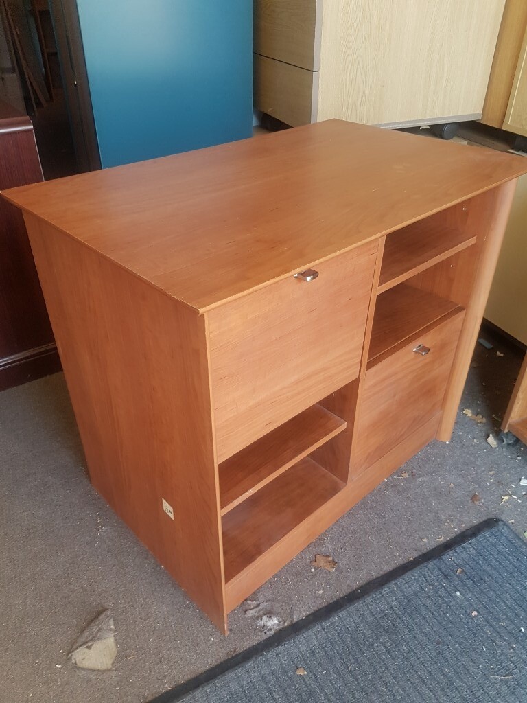 Cherry Wood Effect Office Cabinet With 2 A4 Filing Drawers In