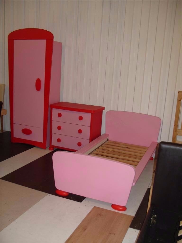 Pink Ikea mammut bedroom set includes wardrobe chest of