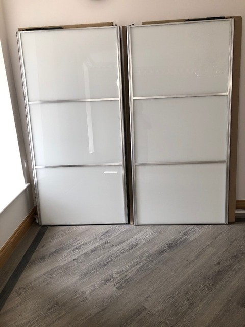 Soft White Glass Sliding Wardrobe Doors In Stenhousemuir