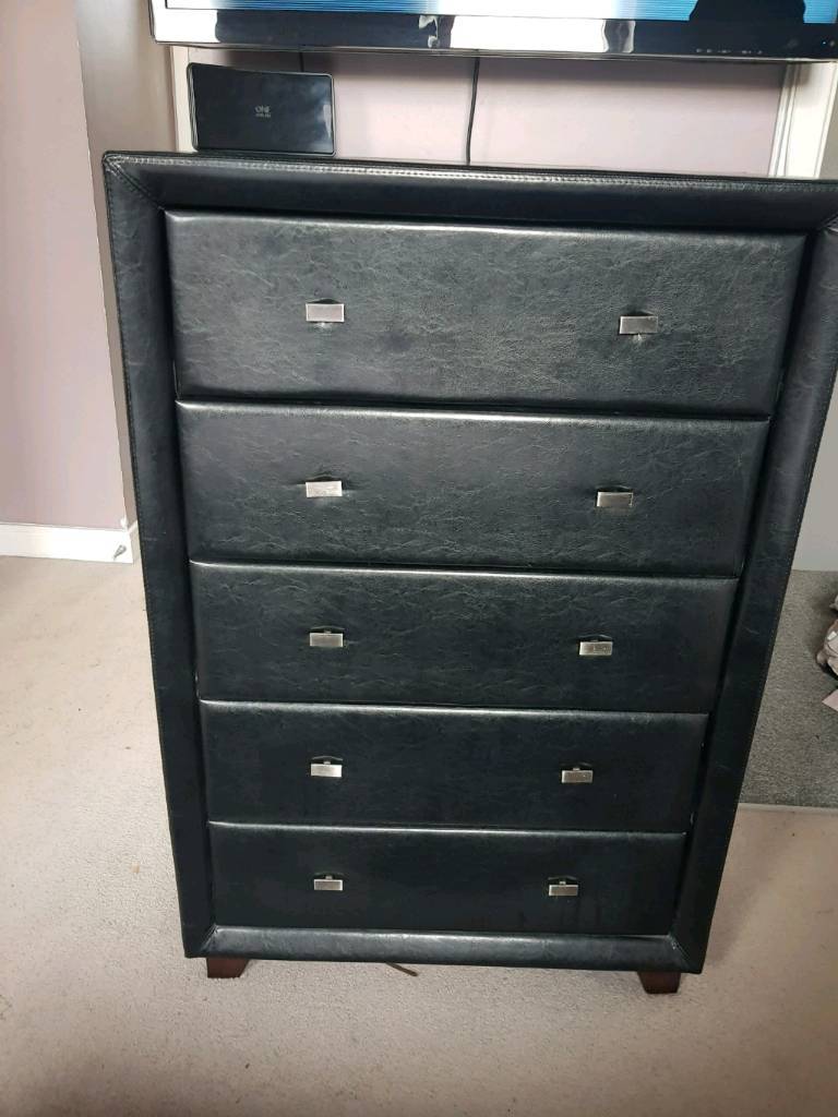 Black Faux Leather Chest Of Drawers In Witham Essex Gumtree