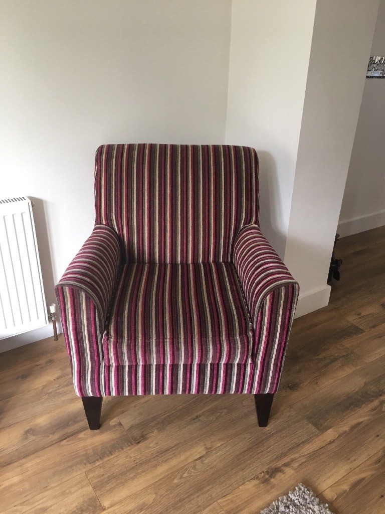Next armchair, purple stripes. Good condition in East Kilbride