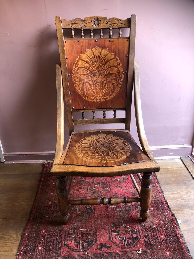 ANTIQUE LUTERMA chair, made in Estonia 1930s, dark wood, sculpted seat