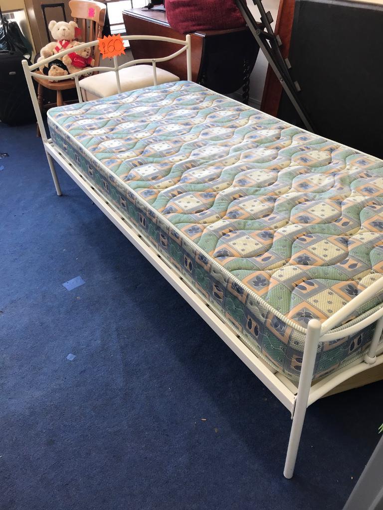 Metal single bed frame with mattress | in Bolton ...