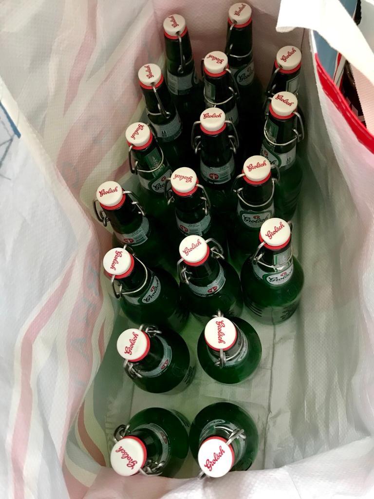 18 Grolsch swingtop bottles EMPTY. Ideal for home brewing beer in