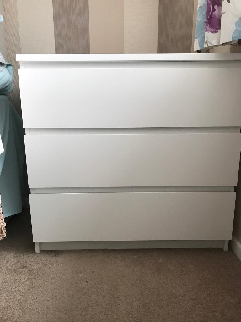 White chest of 3 drawers. IKEA. MALM. Collect Darlington