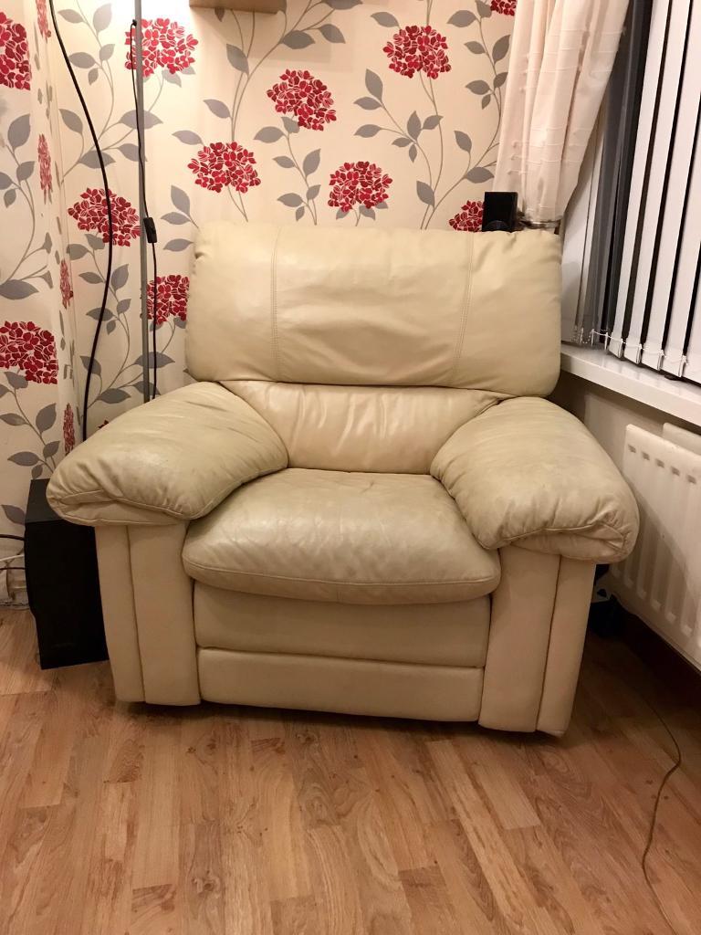 Cream Leather Recliner Chair in Dundonald, Belfast Gumtree