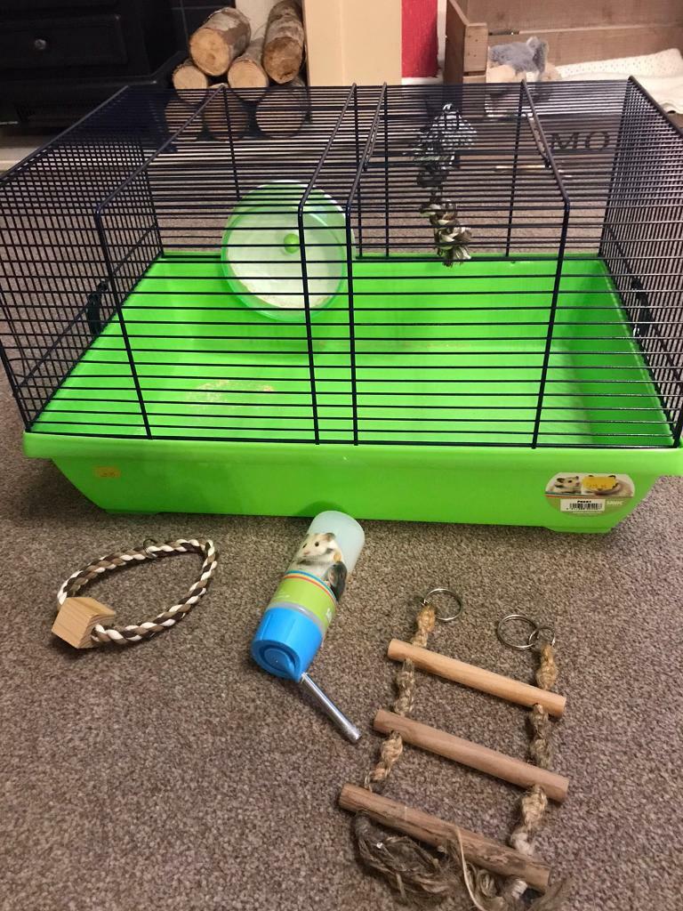 Savic Hamster Gerbil Rodent cage inc wheel, water bottle & rope toys
