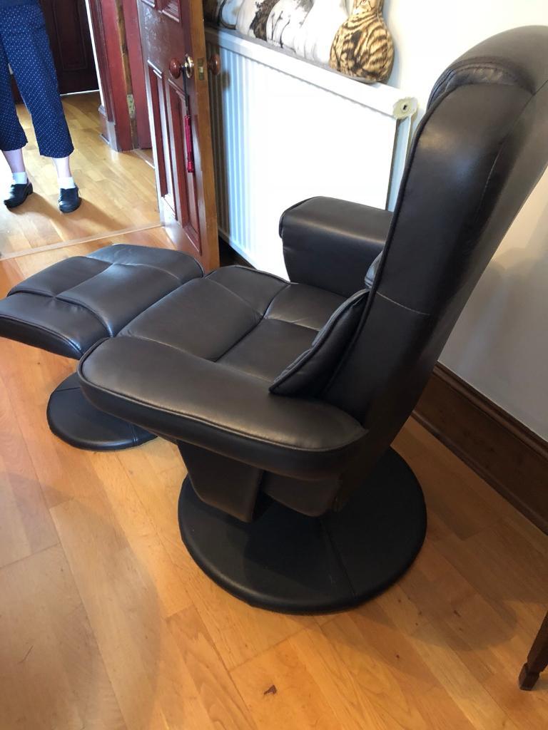 Faux leather chair and footstool in Aberdeen Gumtree