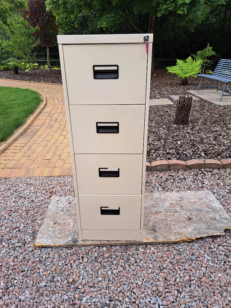 4 Drawer Home Office Filing In Cream And Brown Only 3 Drawers