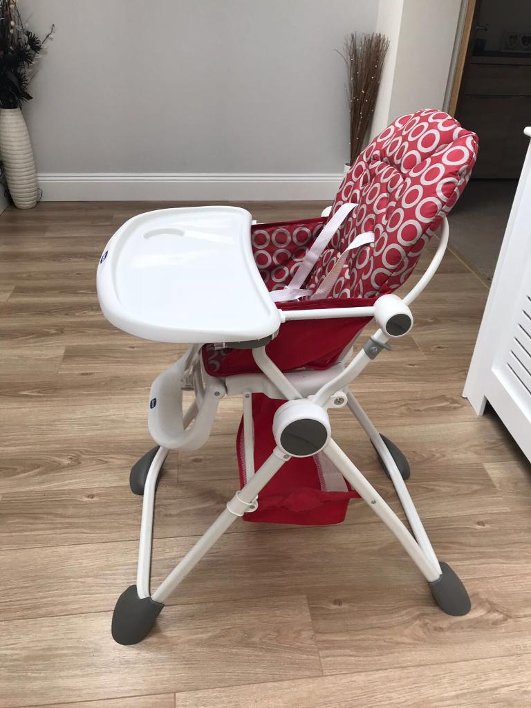 Chicco Pocket Fold Highchair, High Chair! Has Storage Basket & Tray! As