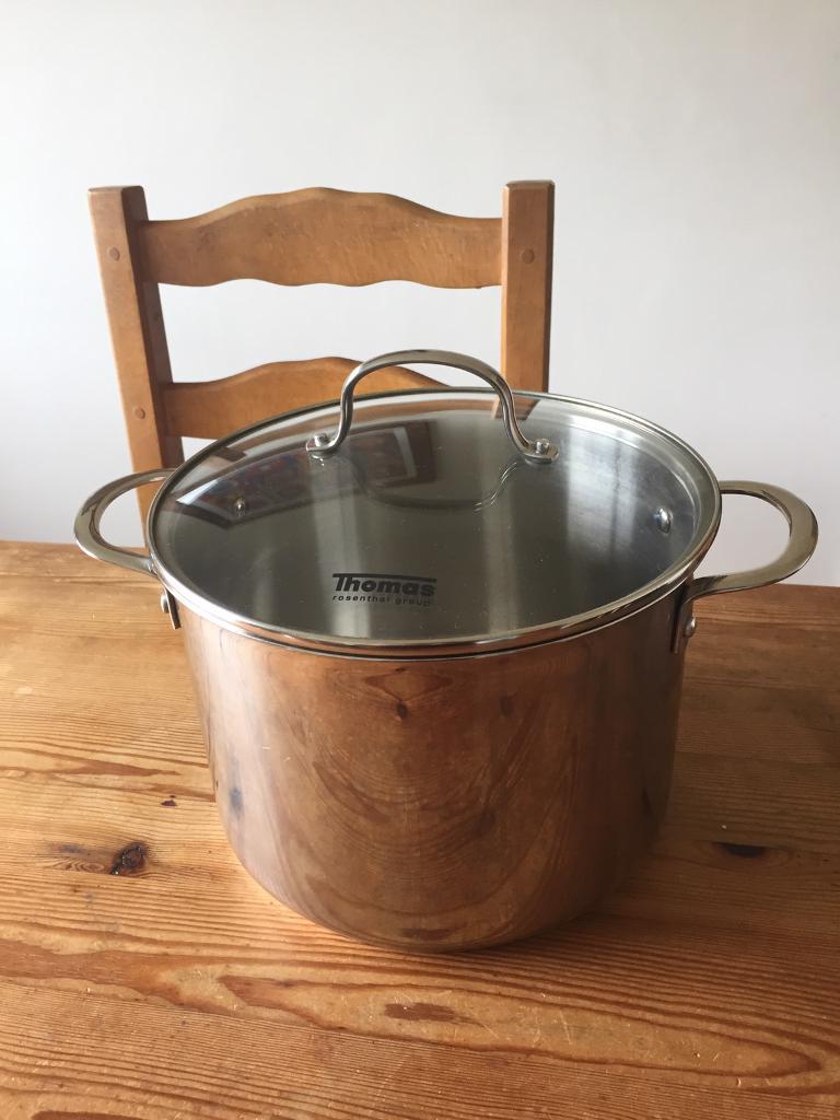 Thomas Rosenthal Stainless Steel Pot Stockpot Tempered Glass Lid Steamer Insert in County