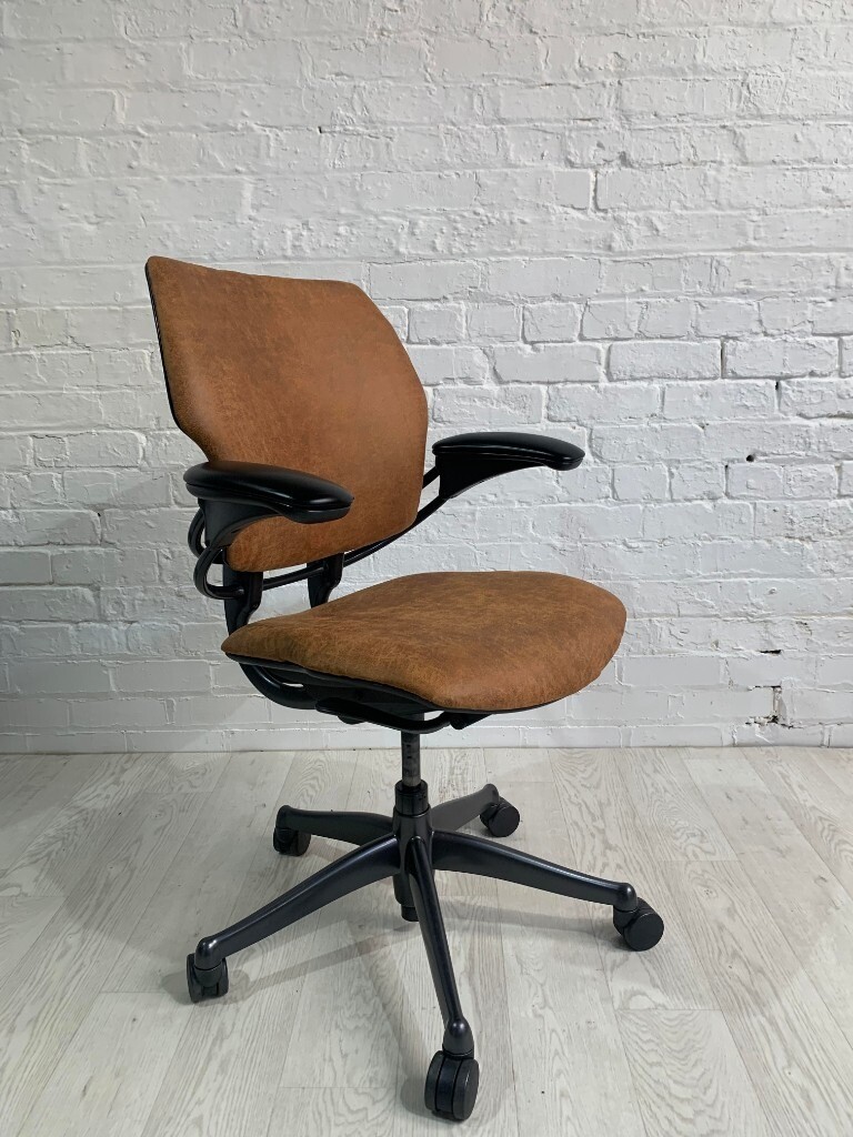 Humanscale Freedom Distressed Brown Leather Office Chair Fully Loaded