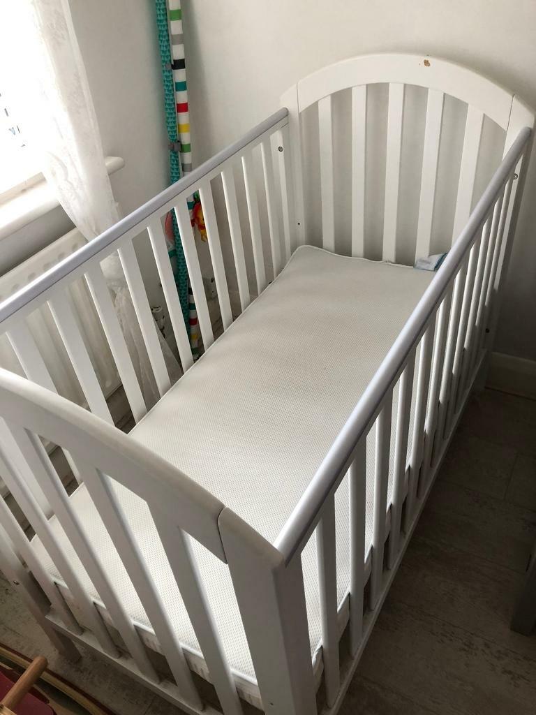 Mothercare White Wooden Baby Cot & Mattress in Kingston, London Gumtree