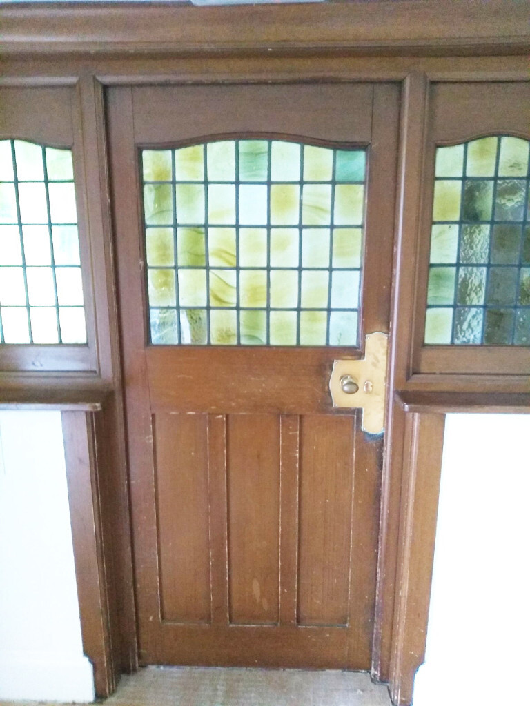 Vintage (1908) large stained glass internal door 90cm (3ft) wide