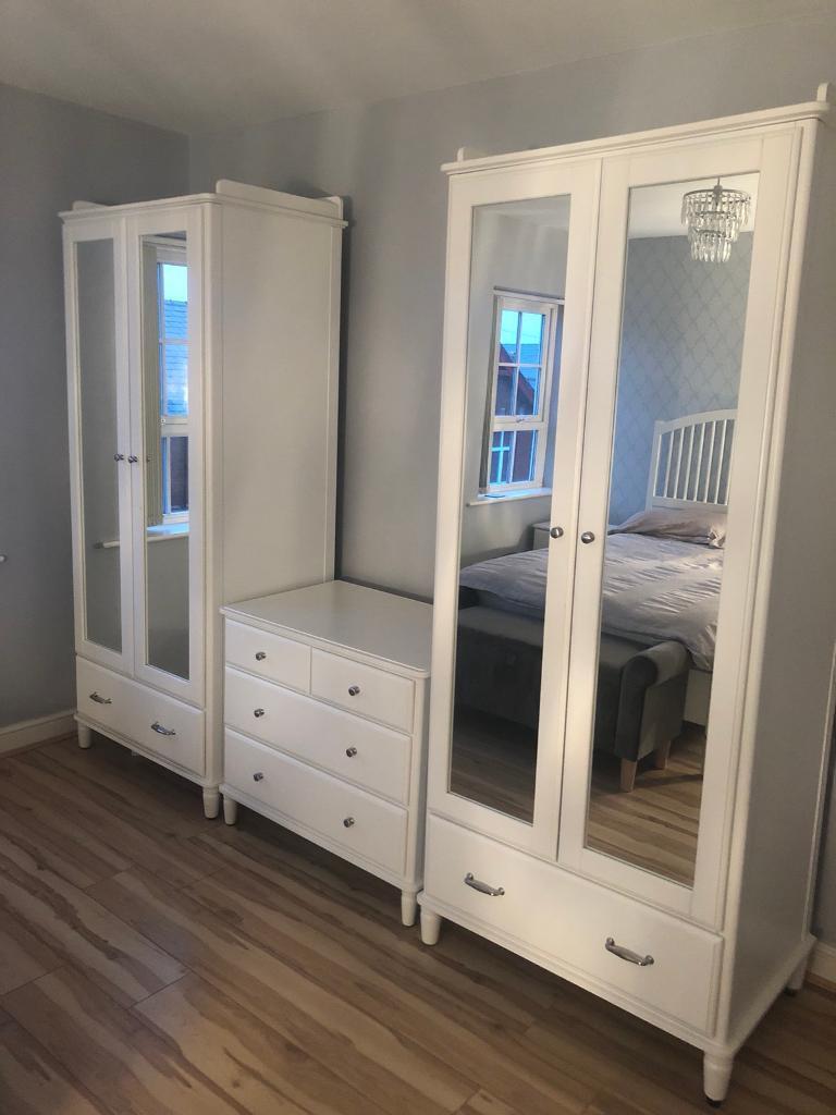 White Tyssedal IKEA  bedroom wardrobes  and drawers in 