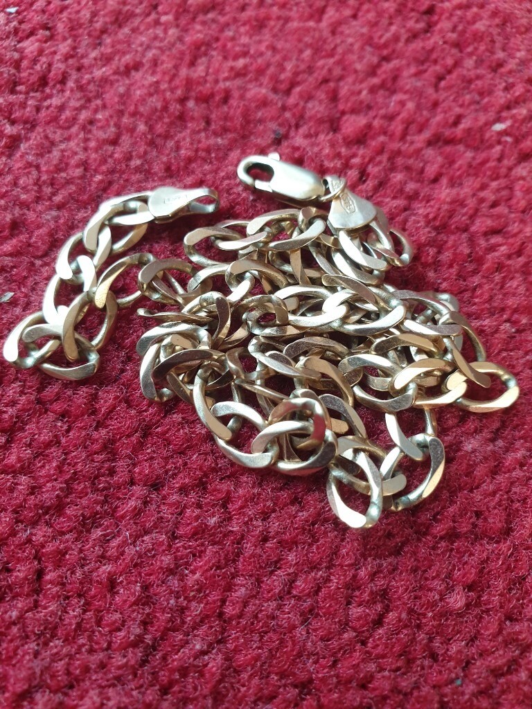 9ct Gold Curb Chain 12g, 18 inch 375 Necklace. 6 mm Full Hallmarked 9k