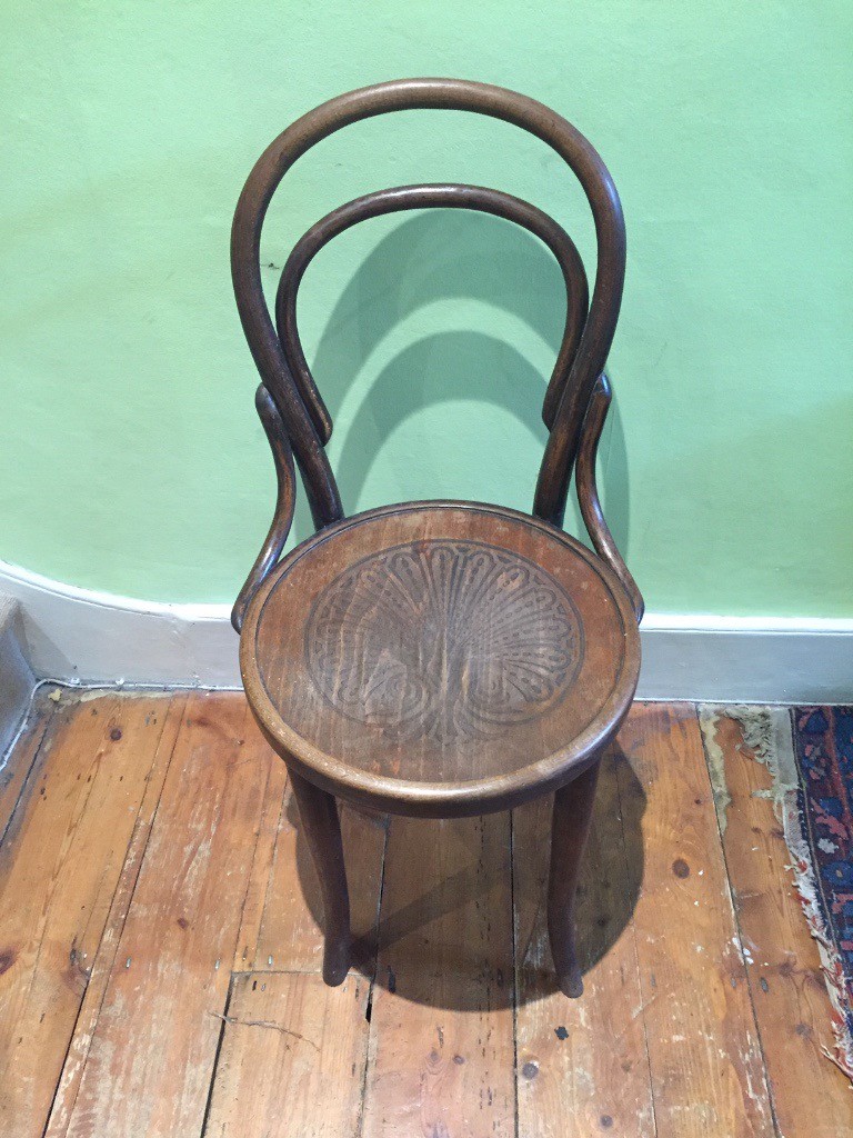 Vintage No 14 Bentwood Cafe Chair with pressed shell motif solid