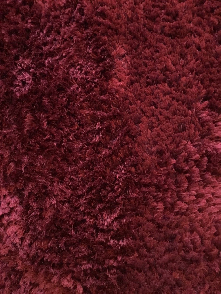 Dunelm red rug 159cm x 240cm and 6 cushions in Brighton, East Sussex