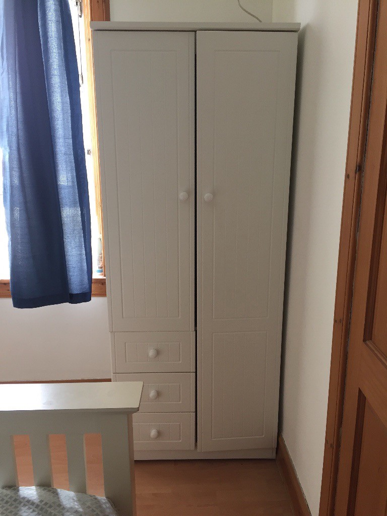Lovely Small White Wardrobe With Drawers And Mirror In Southside