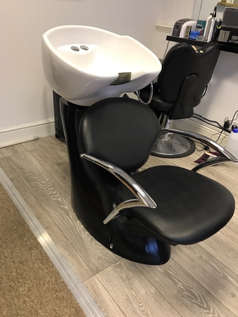 Hairdressing hairdressers backwash basin, sink, chair, aqualisa shower