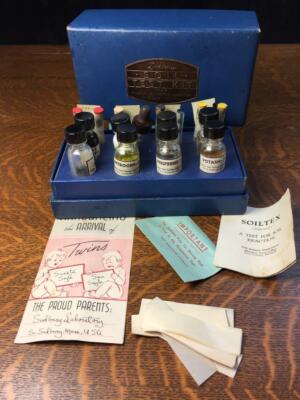 Vintage Sudbury Soil Test Kit Testing Laboratory Glass Tubes Paperwork Boxed Set