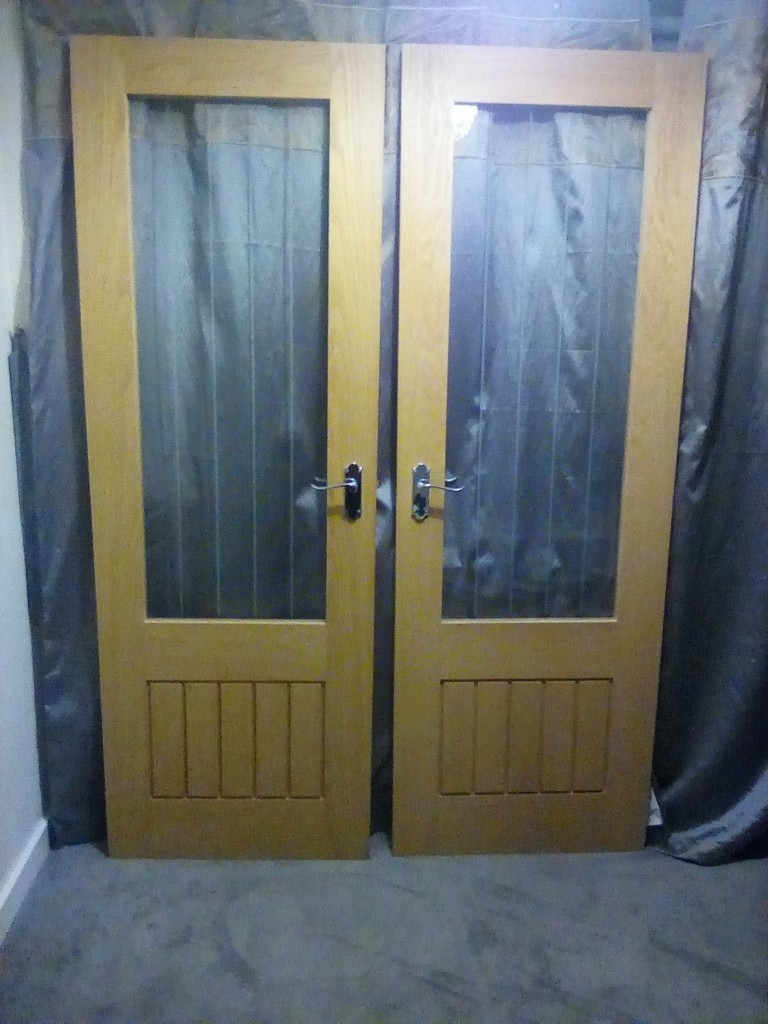 Pair of French Dordogne Oak Glazed Internal Doors collection only in