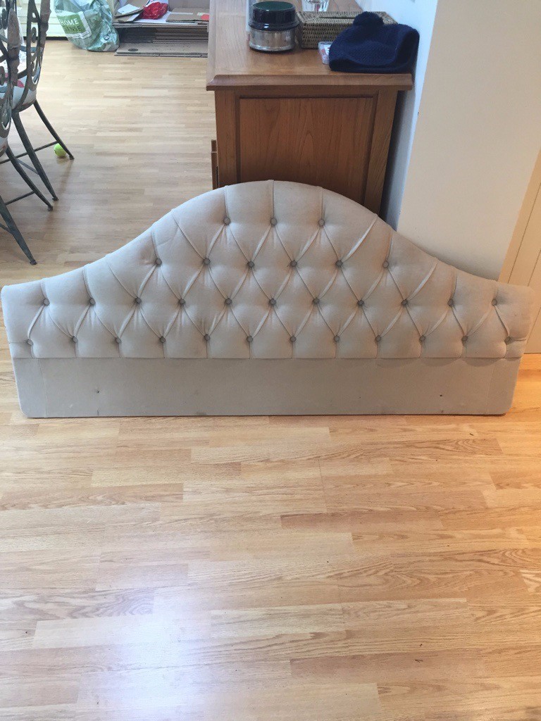 Headboard for 4ft 6 double bed cream fabric, very good quality in
