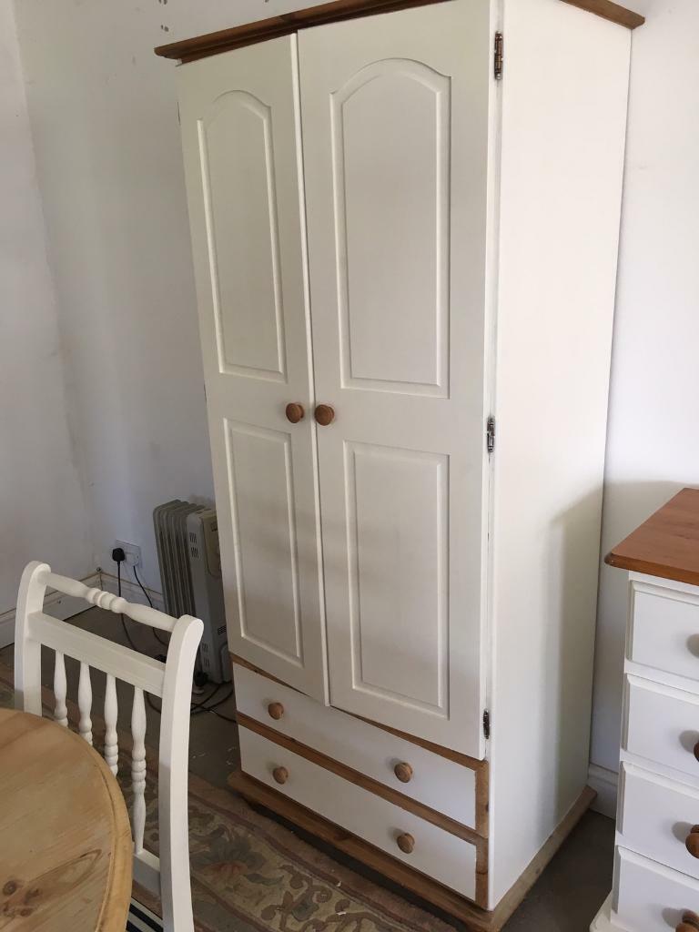 Solid hand painted pine wardrobe bedroom furniture in North Walsham