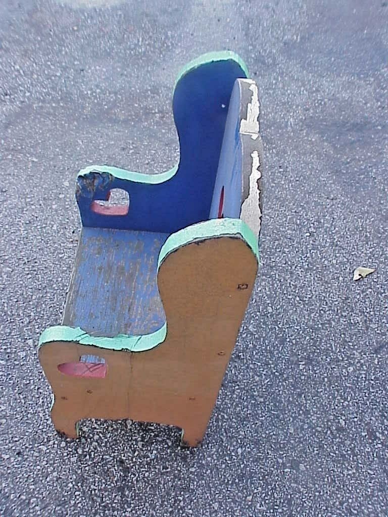 CHILDS WOODEN CHAIR HOMEMADE  INSIDE OR OUTSIDE