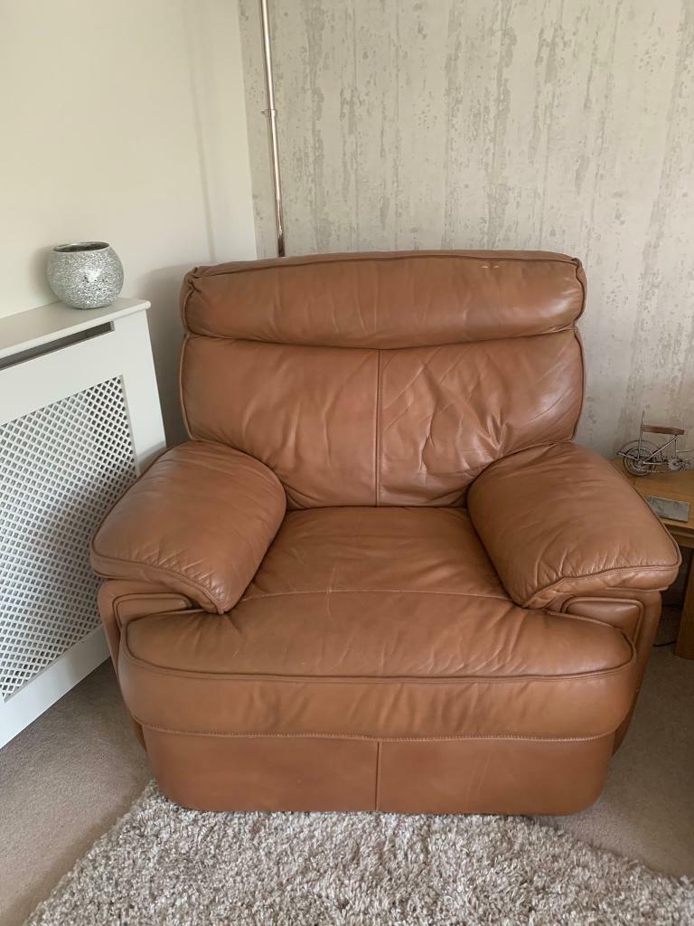 Brown leather electric recliner chair in Littlehampton, West Sussex