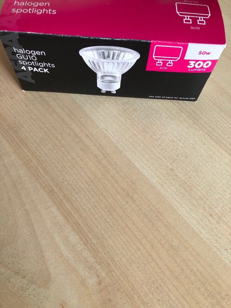 Four ASDA GU10 Spotlight 50 Watt Halogen Light Bulbs in Ely, Cardiff