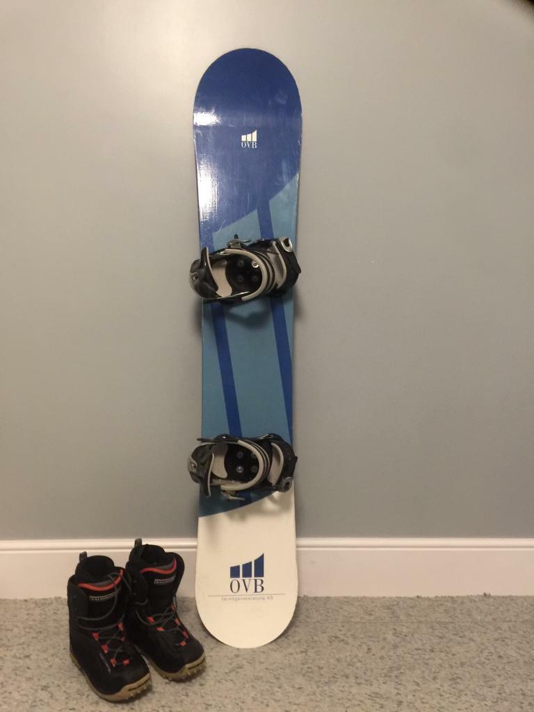 Snowboard with Bindings and Boots, Size 27, Good Condition in