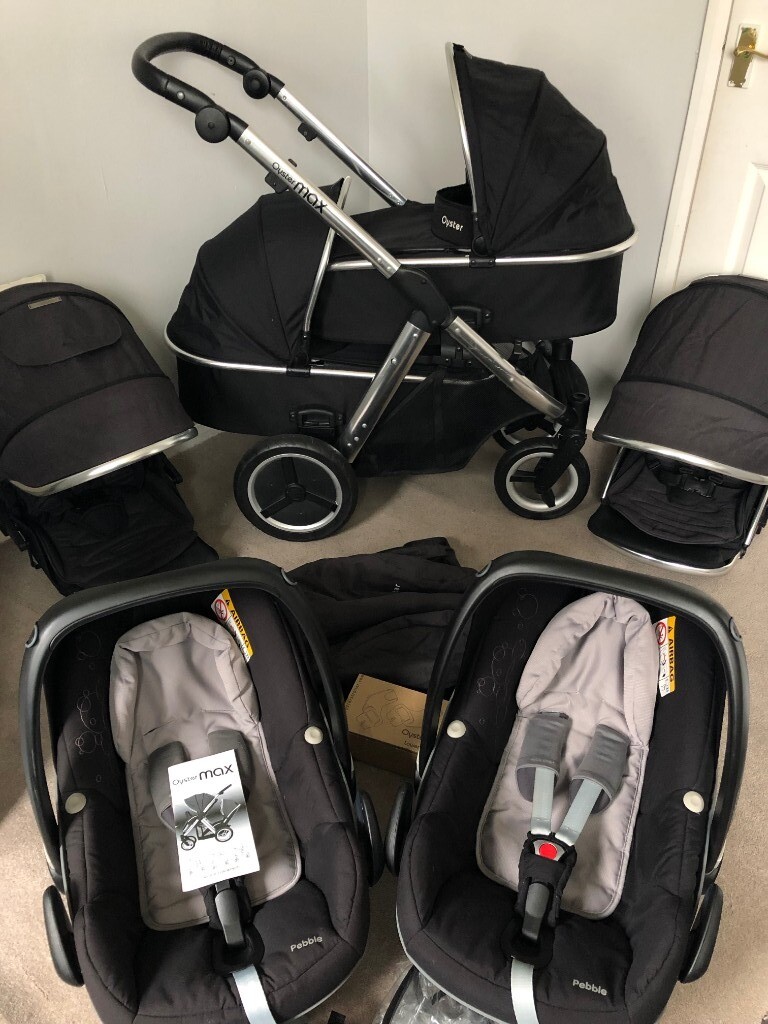 oyster 2 max full twin travel system double pram tandem pushchair 3in1