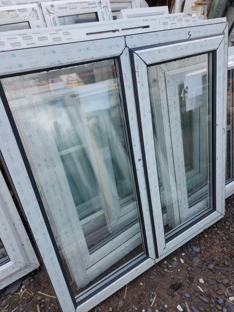 NEW UPVC Grey on White Clear Window 1350mm W x 1225mm H Opener in