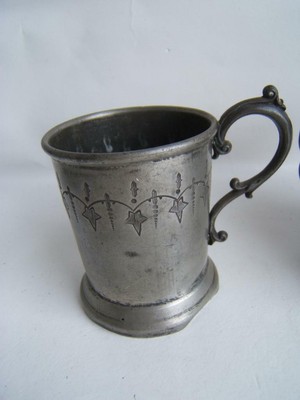 2 ANTIQUE BABY CUPS ENGRAVED NELLIE & LIZZIE