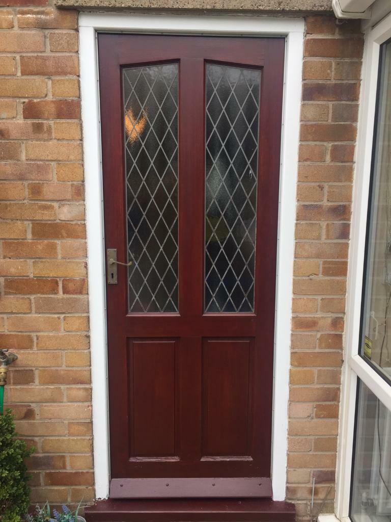 Wood wooden exterior hardwood door 29.5” 75cm x 77” 196cm