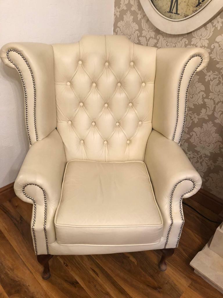 Cream leather chesterfield suite in County Antrim Gumtree