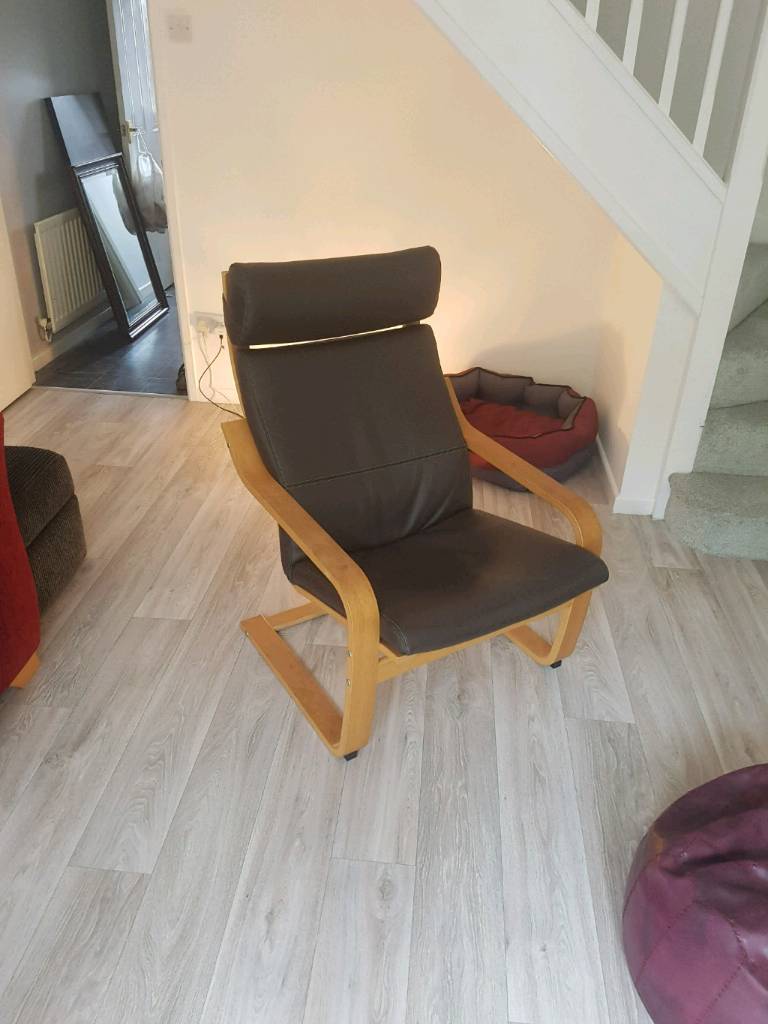 Ikea poang chair brown leather in Abbeymead, Gloucestershire Gumtree