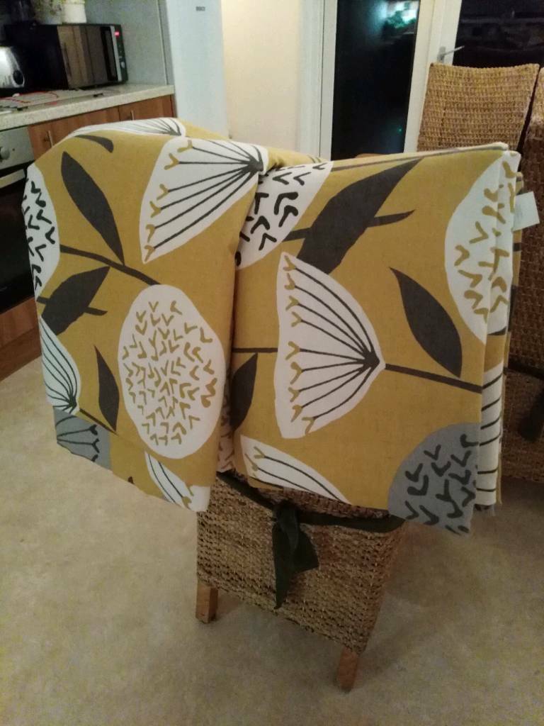 90x90 curtains mustard. White. Grey eyelet in Baglan, Neath Port