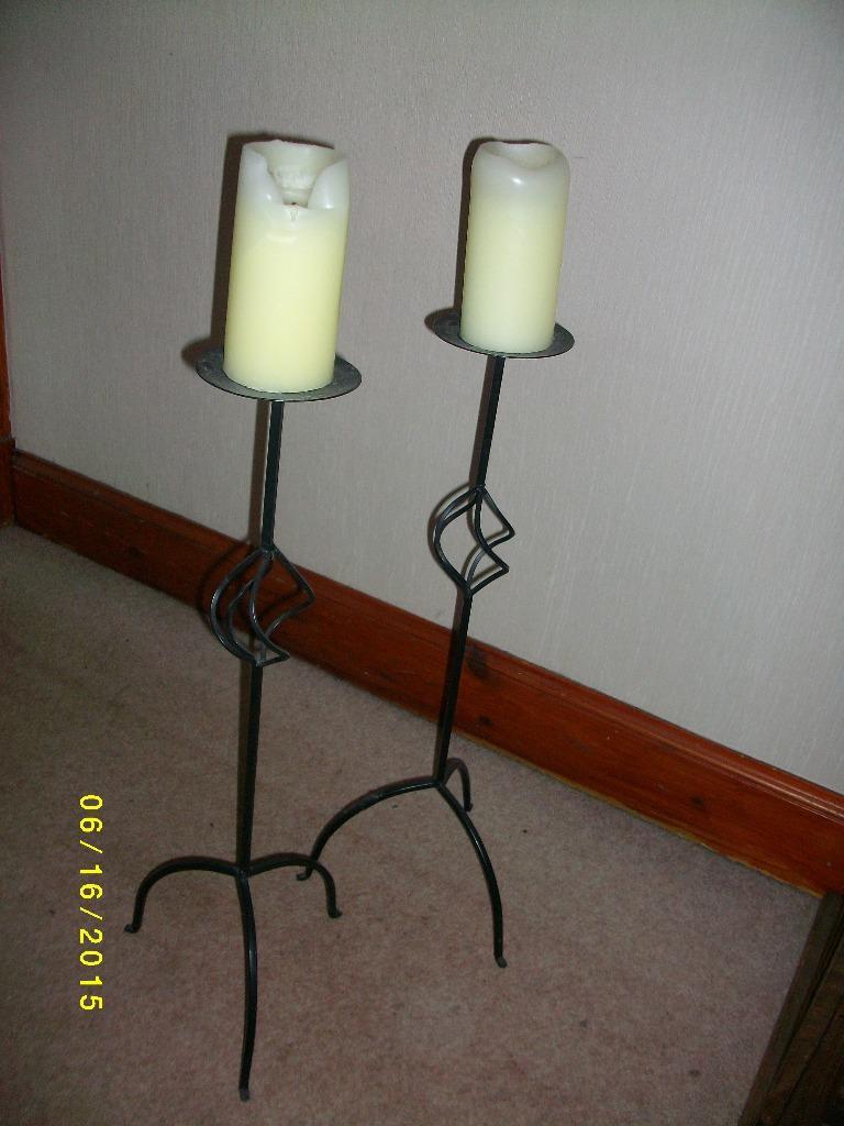 Wrought iron candle stick holders (SOLD pending collection) in