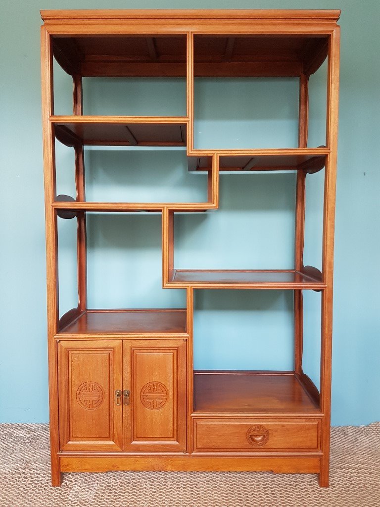 Decorative, Vintage, Chinese Hardwood Open Display / Shelving Unit in