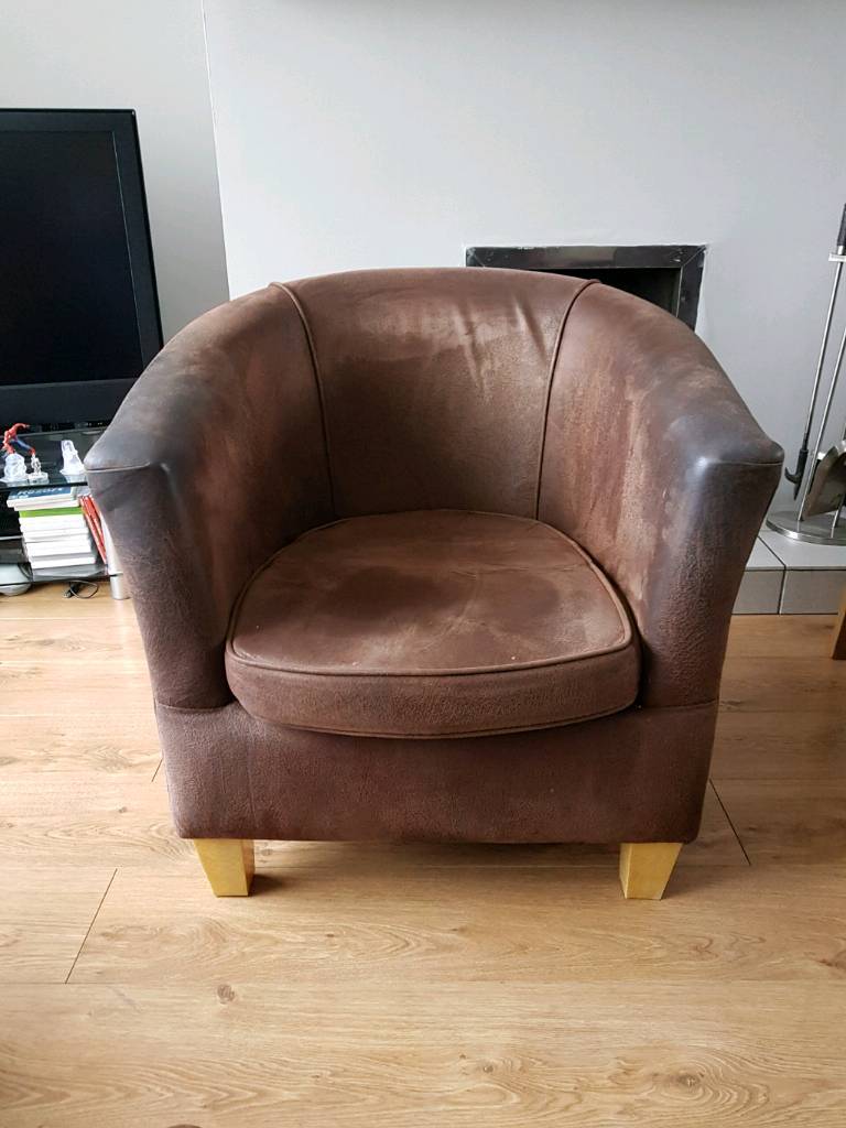 Brown faux leather armchair in Bangor, County Down Gumtree