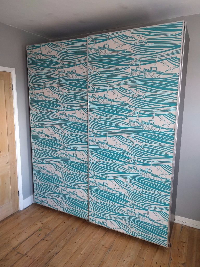 IKEA PAX Wardrobe upcycled with mini moderns wallpaper for sale in