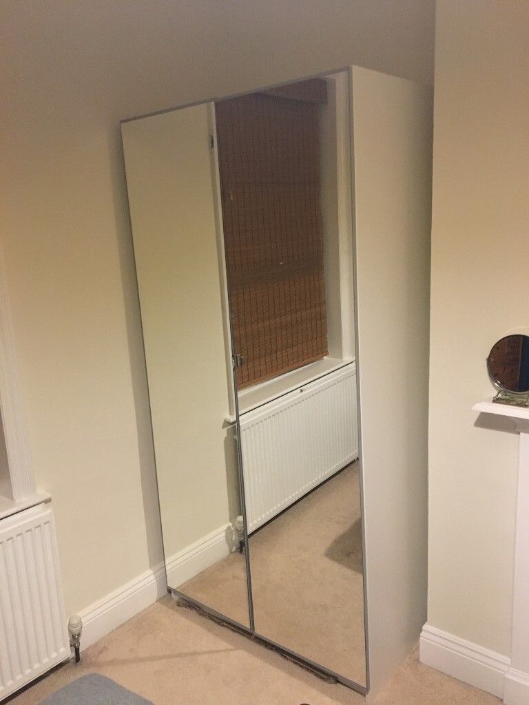 Ikea Pax Wardrobe for Sale, White, Mirror doors in Leamington Spa