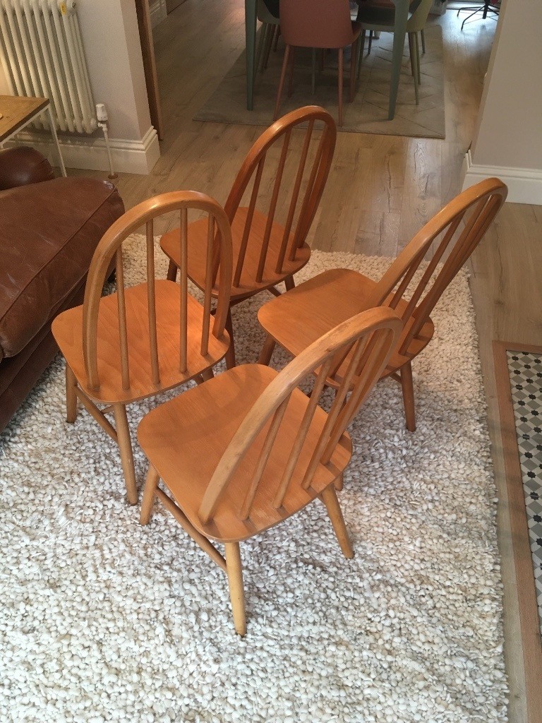 4 vintage ercolstyle blonde wood dining kitchen chairs in York, North Yorkshire Gumtree