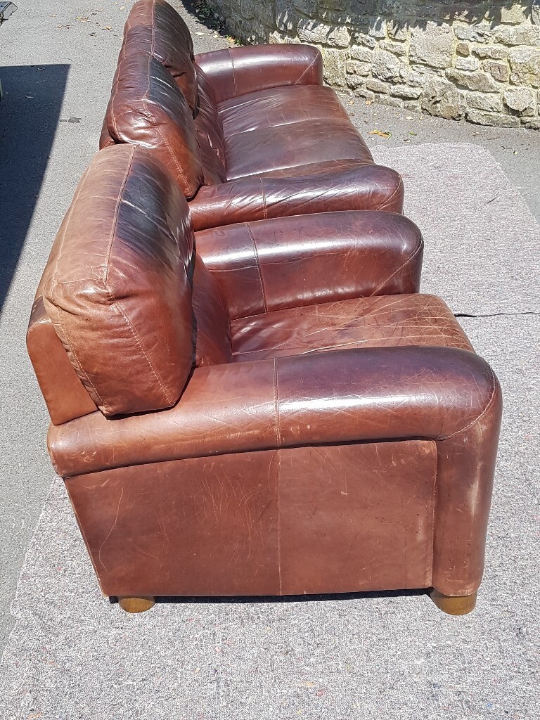 Beautifully Aged Leather Sofa And Armchair In Redland Bristol